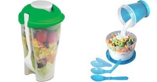Salad or Cereal To Go Travel Food Tubs Containers NEW
