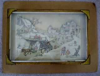 Unusual Wood Jewelry Box By Anton Pieck With 3 D Scene With Brass 