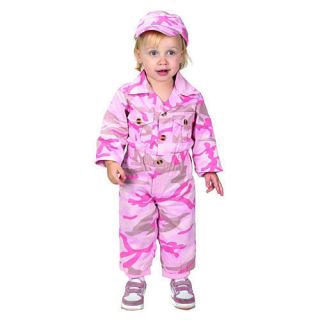 BABY Pink Military CAMO GEAR Costume Jumpsuit & Hat Size 18M 