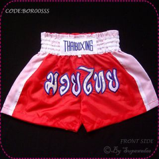 Red/ White Muay Thai Kick Boxing Shorts MMA Trunks size SSS
