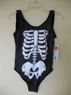 WILDFOX COUTURE SWIMWEAR SKELETON ONE PIECE SWIMSUIT SOLID BLACK NWT M 
