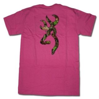 Dark Pink Browning Camouflage Buckmark T Shirts   Logo Color Camo