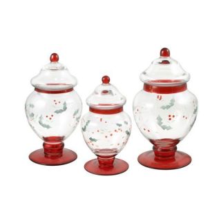 Pfaltzgraff Glass Apothecary Jars, Set of 3 Winterberry