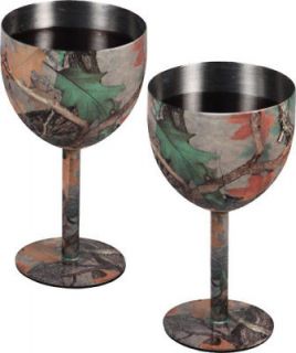 Realtree Camo Wine Glasses~set of two,Stainless steel