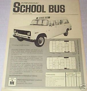 Amazing 1969 International School Bus 12 15 Passenger Brochure