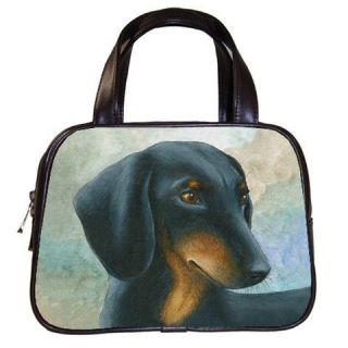 Classic Handbag Purse Bag from art painting Dog 90 black and tan 