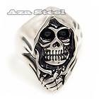   Grim Reaper Skull Biker Stainless Steel Ring Size 8, 9, 10, 11, 12, 13