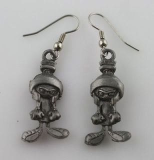Warner Bros pewter marvin the martian earrings dangle earrings hooks