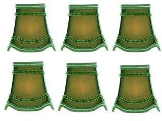 Six Chandelier Shade Clip Lampshade in 4 Inch square bell Sage with 