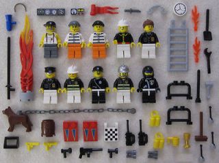 10 LEGO MINIFIG LOT Police men Firemen minifigure figures people town 
