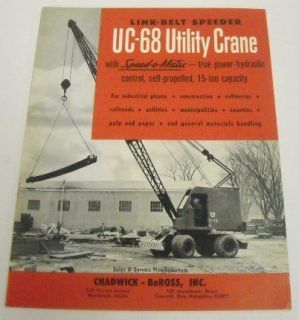 Link Belt Speeder 1964 UC68 Utility Crane Sale Brochure