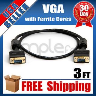   VGA Cable HD15 Male to / HD15 Male M/M Monitor Video Wire LCD TV 3 FT