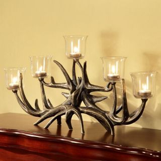 27 Bronze Finish Aluminum Antler Tea Light Candelabra Candle Holder