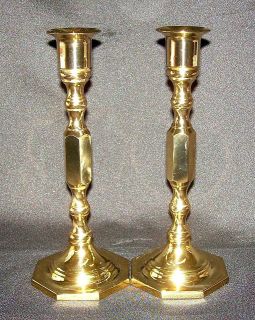   Brass 7.5 7 1/2 Octagon Base Candlesticks Candleholders~ Pair