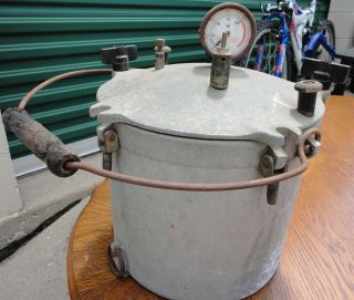 Antique Pressure Cooker with wooded handle  Vintage