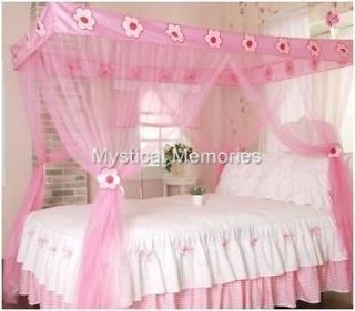 Pink Fairy Princess Mosquito Net 4 Poster Bed Canopy