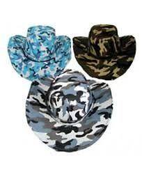 Blue & Grey ARMY CAMO MILITARY STYLE HAT CAMOUFLAGE, COWBOY, SOLDIER 