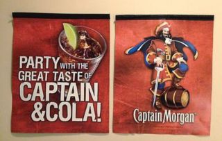 CAPTAIN MORGAN 2 SIDED BAR BANNERS FLAGS   SET OF 2   NEW  