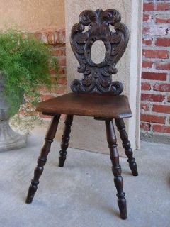 Antique VICTORIAN English Oak Carved Side Desk Hall CHAIR SPINNING 
