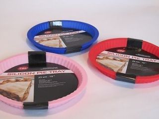 2X NEW SILICONE SILICONE 10 FLAN PIE TRAY MOULD PINK/BLUE/RED PIES 