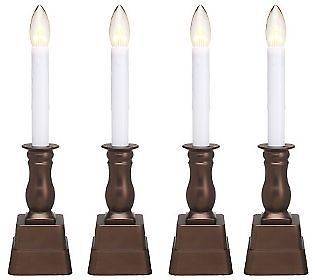 Bethlehem Lights Set of 4 Battery Operated Window Candles with Timer 