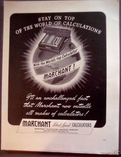 1942 MARCHANT Worlds Top Calculator vintage ad