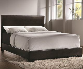 Upholstered Low Profile Cappucino Color Queen Size Bed Frame