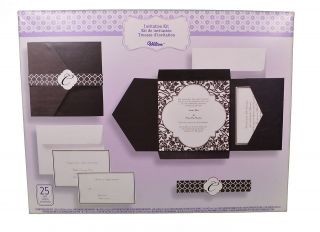 Set of 25 Wilton Wedding Black and White Vintage Pocket Invitation Kit