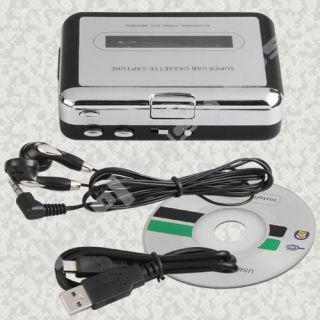 Black Silver Portable USB Cassette Tape Converter to  CD Player