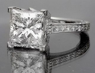   carat Natural Princess Cut Huge 4 Prong Diamond Engagement Ring Solid