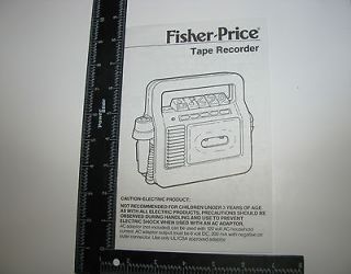  Tuff Tough Tape Recorder Player Fisher Price Cassette 3818 MANUAL Only