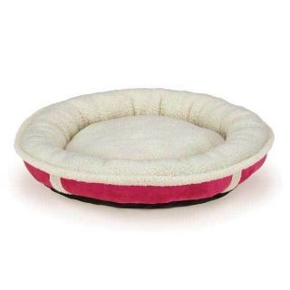   Sherpa Lined Faux Suede Donut Dog Cat Pet Bed Bright Raspberry Pink