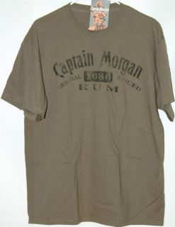 Captain Morgan 1680 Spiced Rum All Over Backprint green T Shirt tee