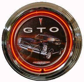   GTO CLASSIC CAR SUPER SIZE 17 INCH NEON WALL CLOCK   