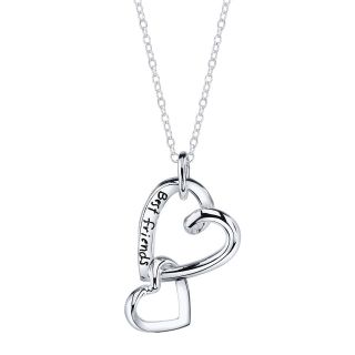 Sterling Silver Best Friends Linked Two Heart Necklace   Necklace