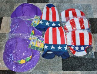 Tall floppy hats lot of 10 w/ Cat in the Hat, Mardi Gras, Uncle Sam 