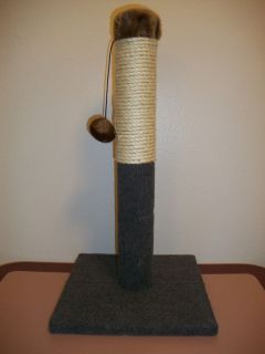 LG Carpeted Gray W Brown Colored Top Cat Sisal Scratching Post With 