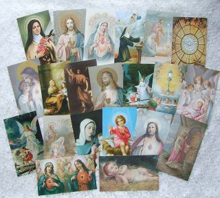 Lot of 21 Catholic HOLY CARDS Italian pictures St. Therese Jesus with 