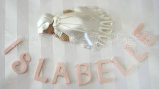   TOPPER Baptism Christening gown dress pearl white favor Centerpiece