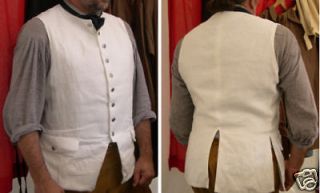 18th Century White Linen Mens Sleeveless Waistcoat by Yesteryer Fiber 