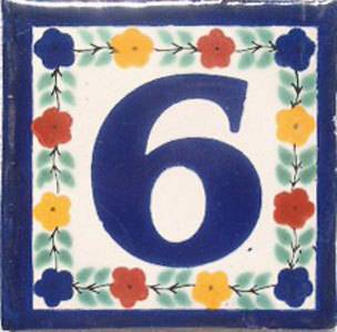 4x4 Mexican Tile Talavera Ceramic House Numbers Tile