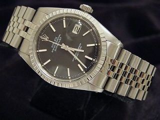 MENS ROLEX STAINLESS STEEL DATEJUST DATE WATCH BLACK DJ