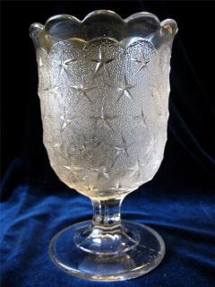 Antique Victorian Glass EAPG Stippled Star Spooner Spoon Holder 