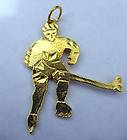 WOW Gold plated charm Sterling silver hockey player pendant