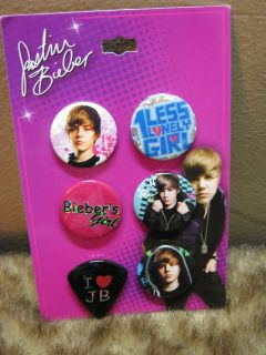   Bieber heart throb lapel pins buttons Justins girl pop culture music