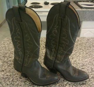 Womens Cats Paw Gray Leather Cowboy Boots   Size 5