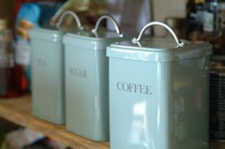   Trading Shutter Blue Enamel Tea Coffee Sugar Canisters Caddies Caddy