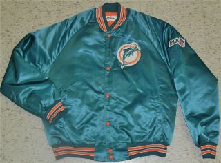 Miami Dolphins Satin Jacket Chalk Line Sz. Large Vintage 90s Dan 