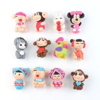   Wholesale Colorful Dolls&Animal Charms Looose FIMO Polymer Clay Beads