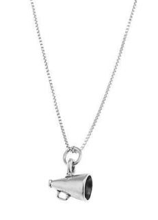 STERLING SILVER CHEERLEADER MEGAPHONE CHARM WITH BOX CHAIN NECKLACE